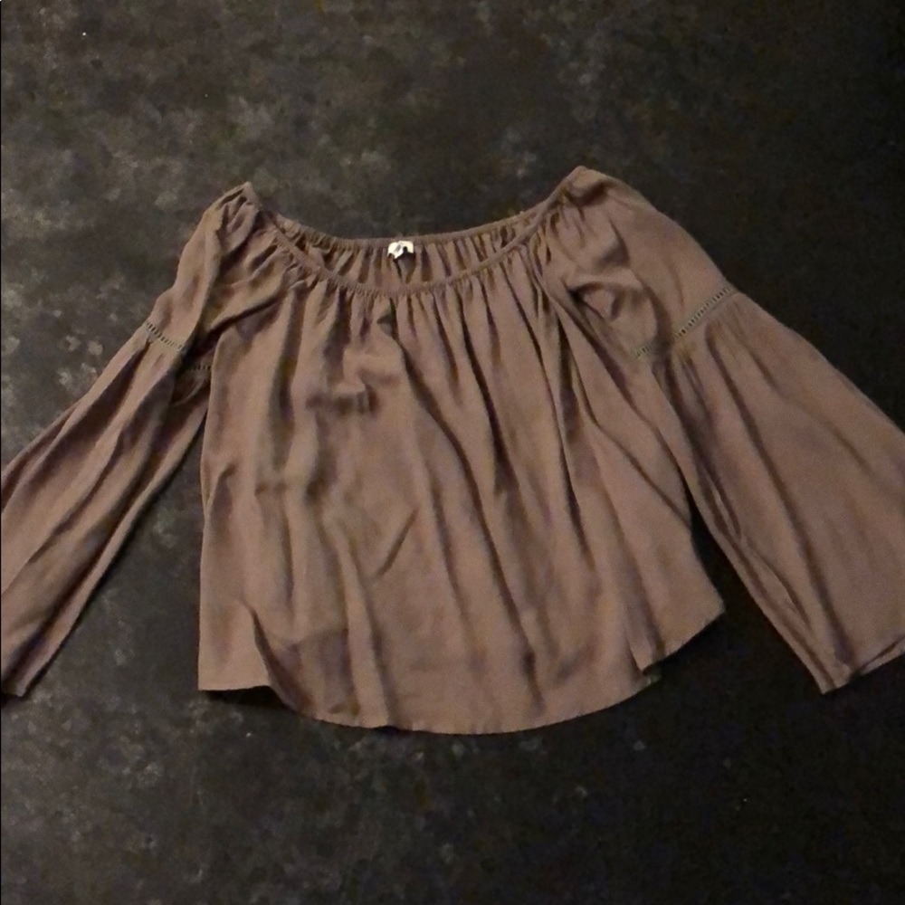 off the shoulder army green top